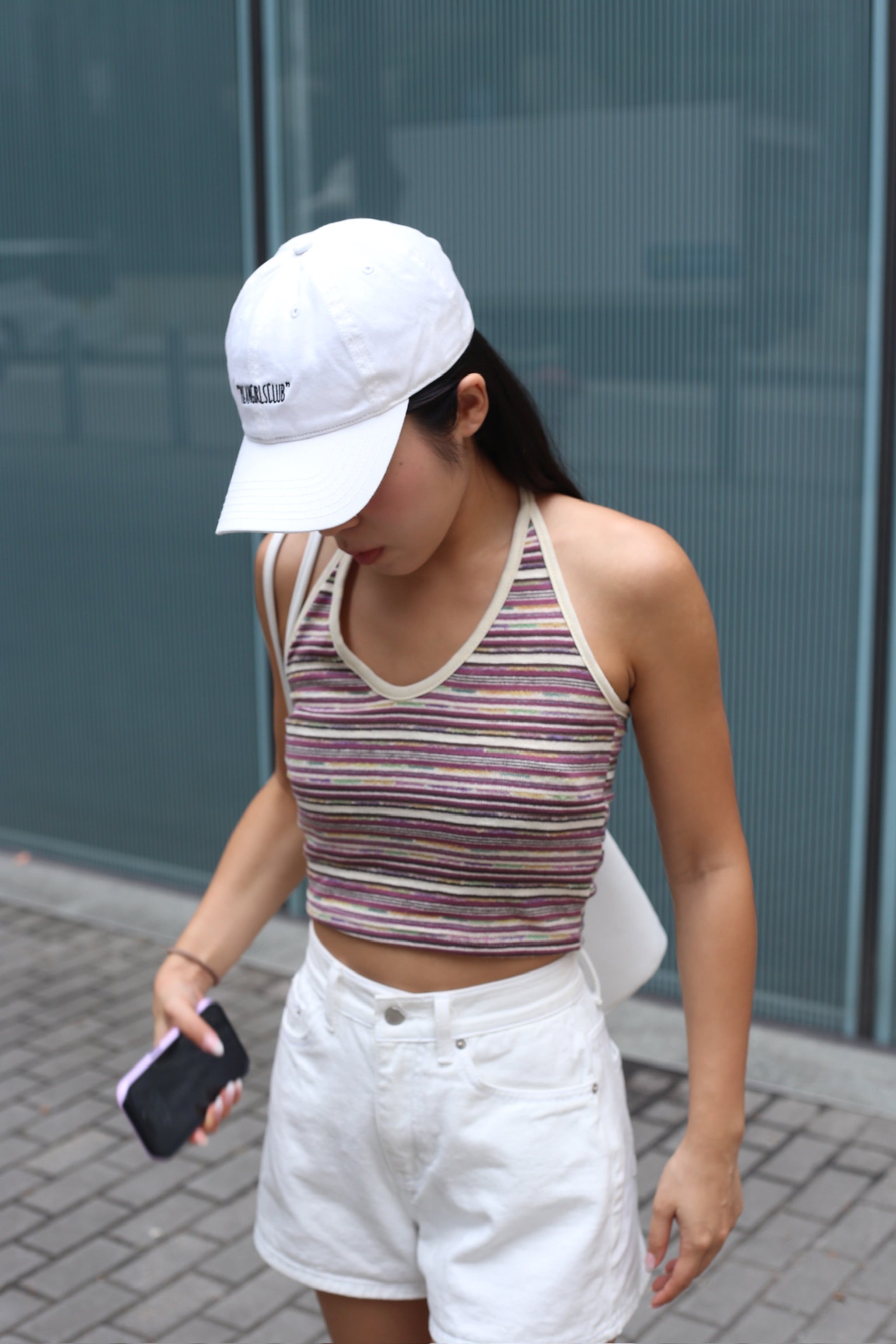 【絕美配色~】Mixed-Colour Striped Halter Top