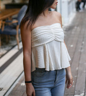 #T242【氣質法式小性感】Champagne Ruffle Tube Top