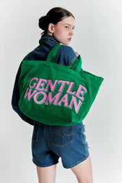 #T238 Gentlewoman Corduroy Tote Bag: Green