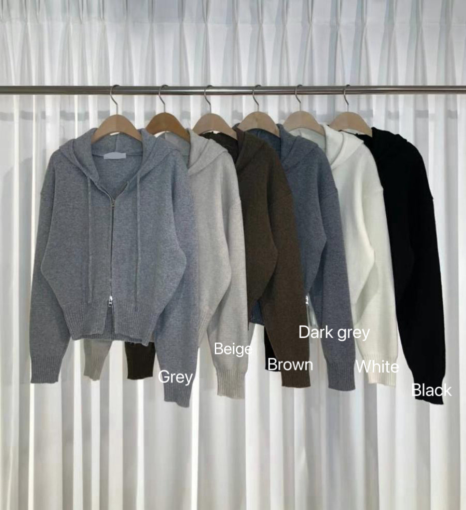 【超百搭針織外套🧺】Basic Solid 2 Way Zip Knit Hoodie