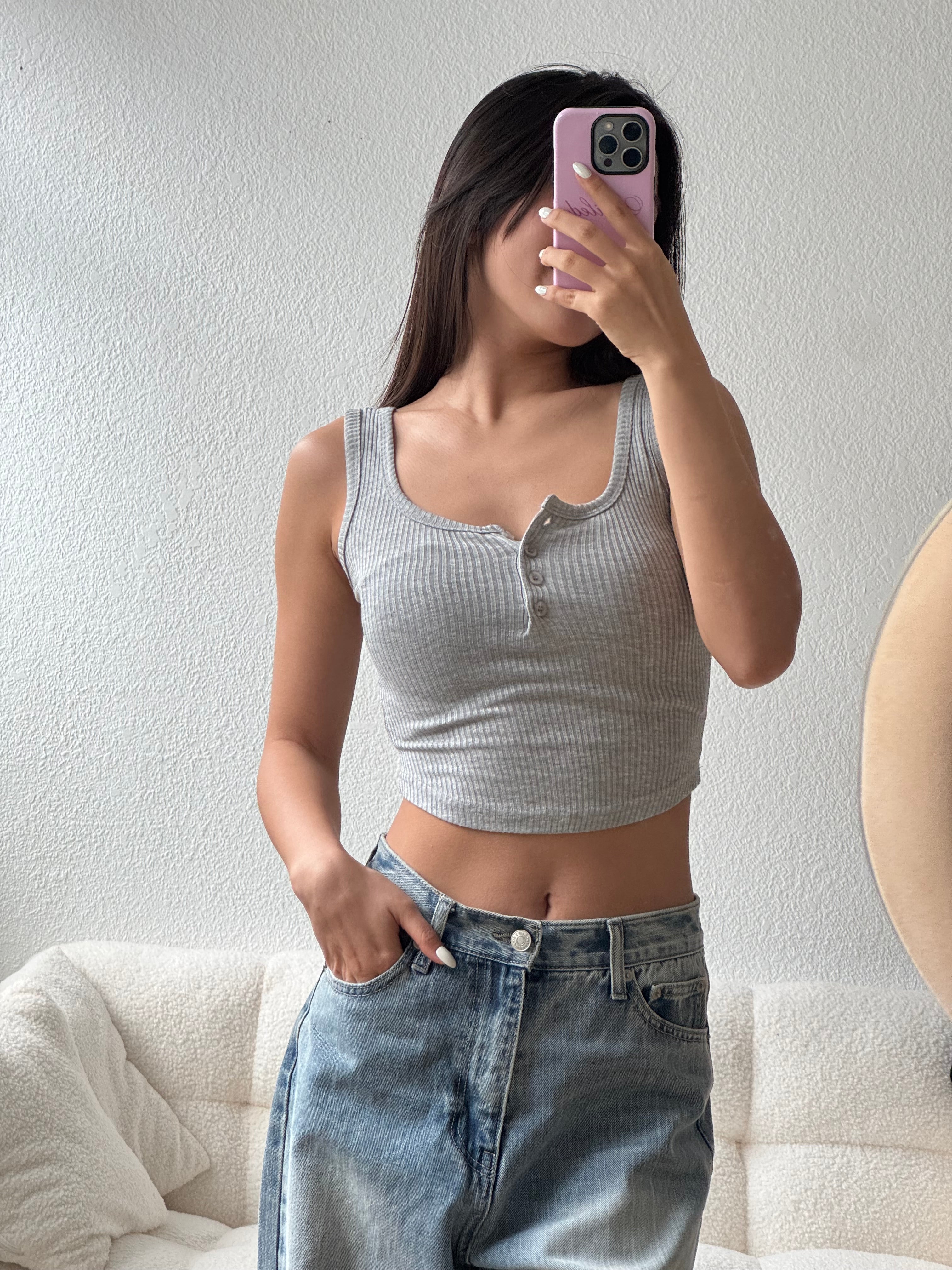 【衣櫃必備系列】Basic Solid Button Front Cami Top