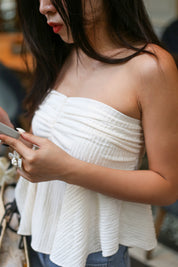 #T242【氣質法式小性感】Champagne Ruffle Tube Top