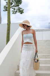 #T241【拼色Halter Top!!】Kylie Ruffle Halter Crop Top