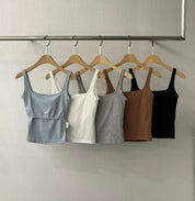 【✔️PAD｜打底必備】Basic Solid U Neck Padded Bra Top
