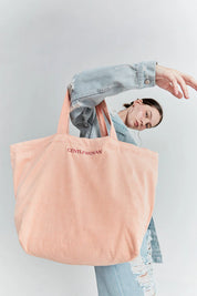 #T237 Gentlewoman Corduroy Tote Bag: Pink