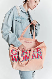 #T237 Gentlewoman Corduroy Tote Bag: Pink