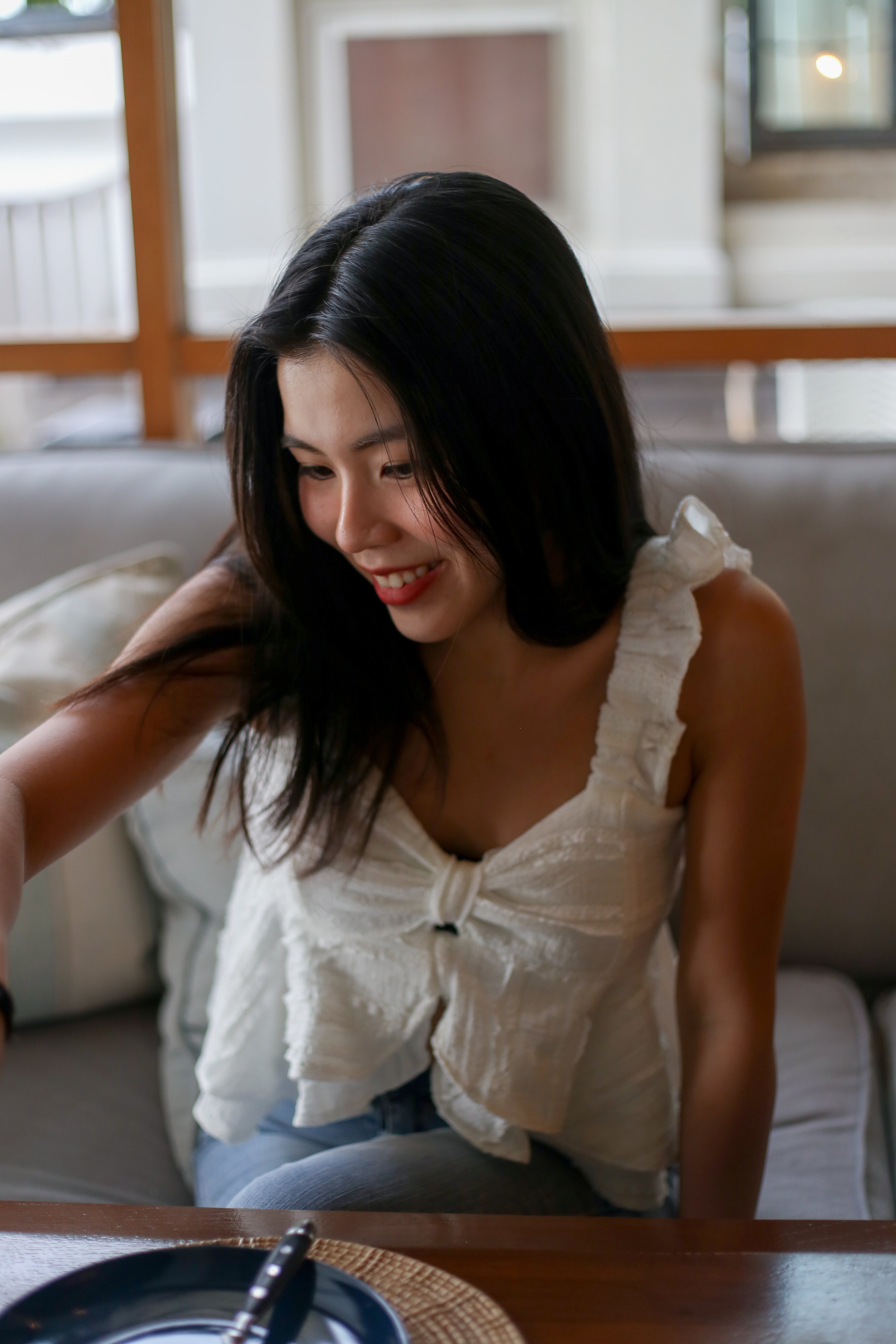#T243【度假風Crop Top】Ruffle Strap Crop Cami Top