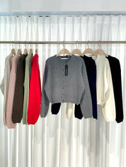 【圓領針織小外套🐰】Cashmere Basic Solid Round Neck Cardigan