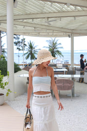 #T241【拼色Halter Top!!】Kylie Ruffle Halter Crop Top