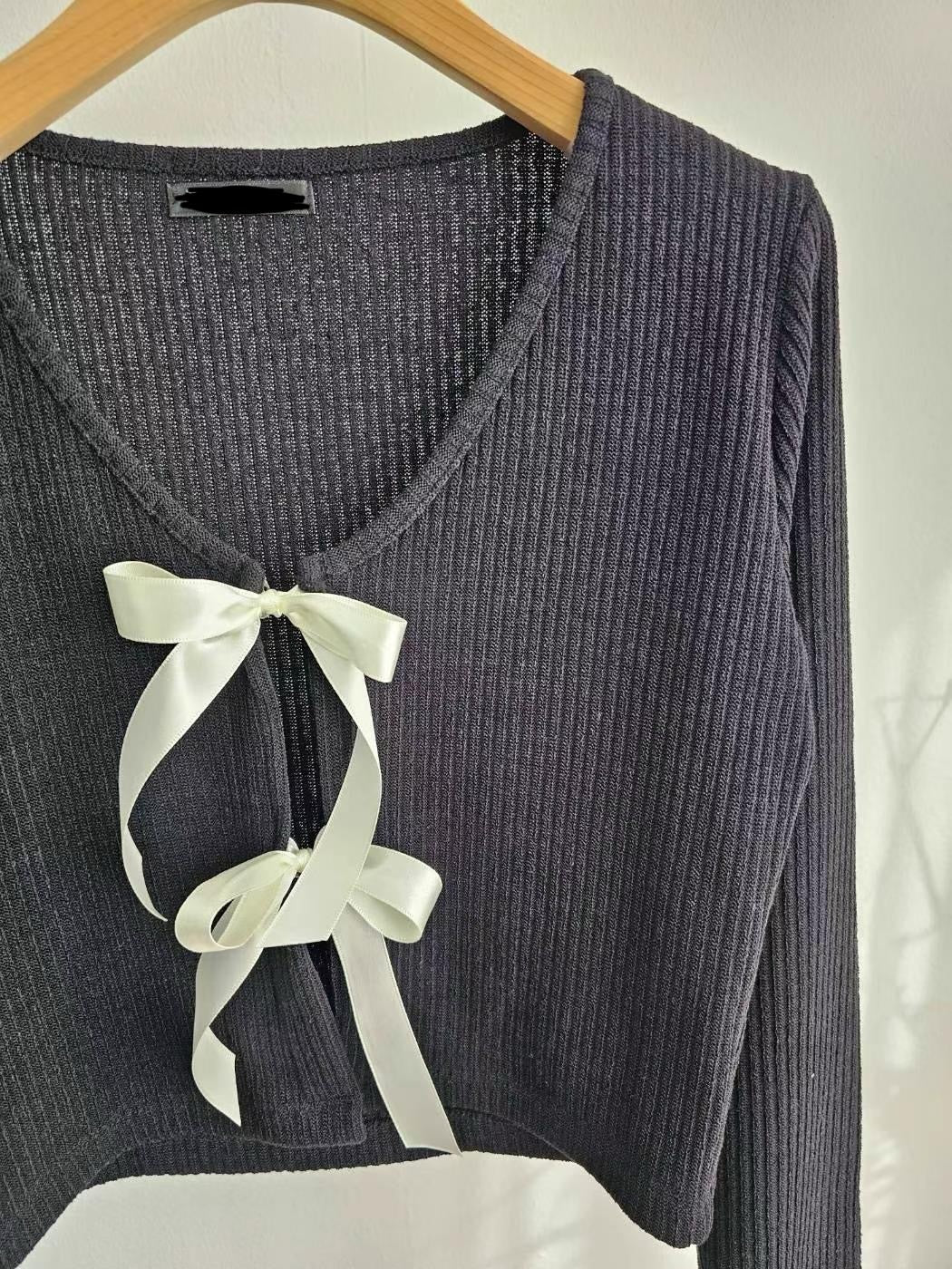 【可愛百搭針織衫💖】Double Ribbon Solid Cardigan