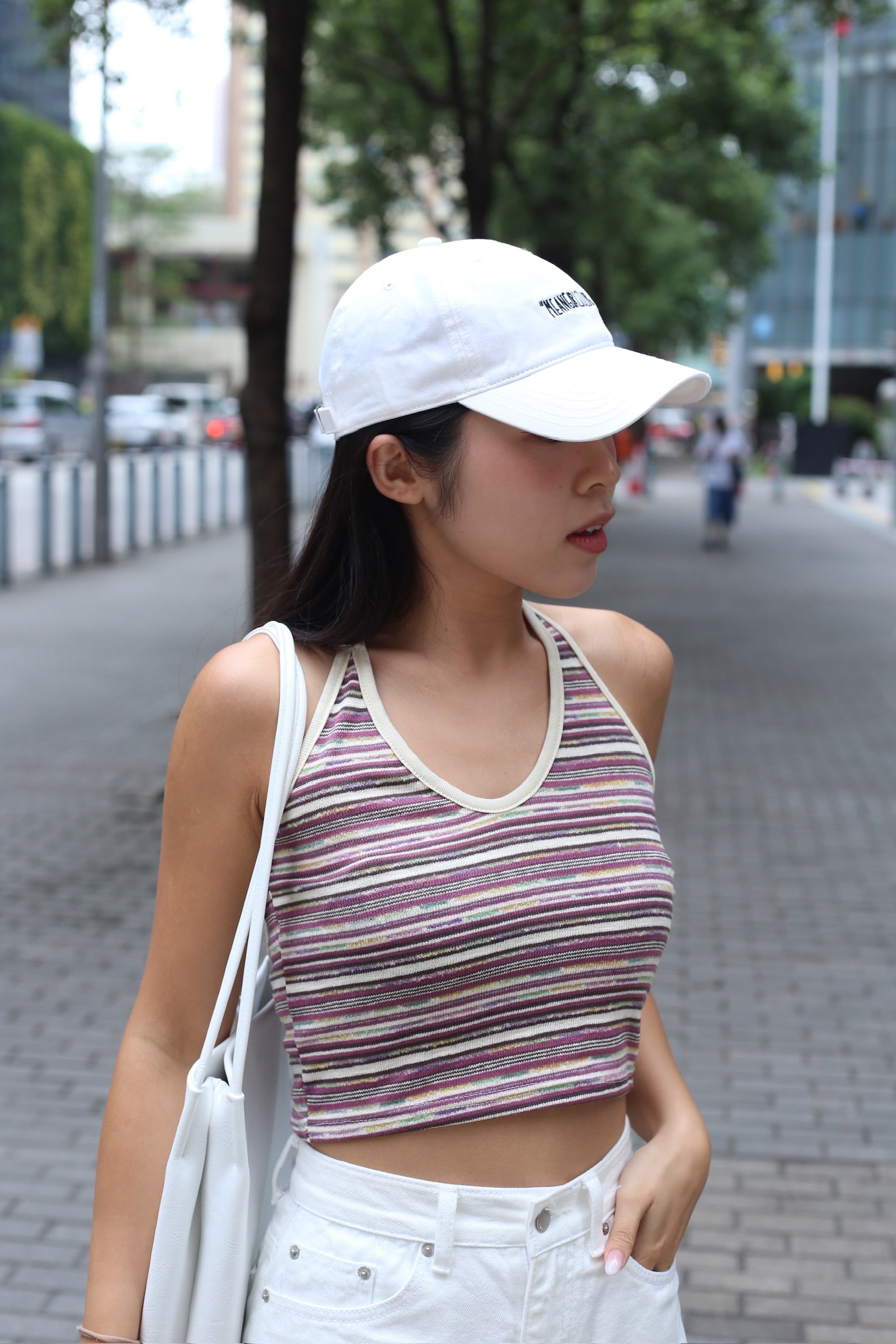 【絕美配色~】Mixed-Colour Striped Halter Top