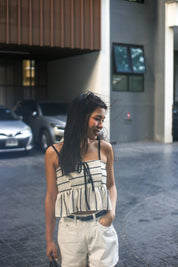 #T237【高質背心仔！】Striped Ruffle Cami Top