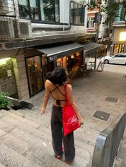 【✔️PAD｜交叉綁帶設計】Solid Cross Backless Padded Bra Top