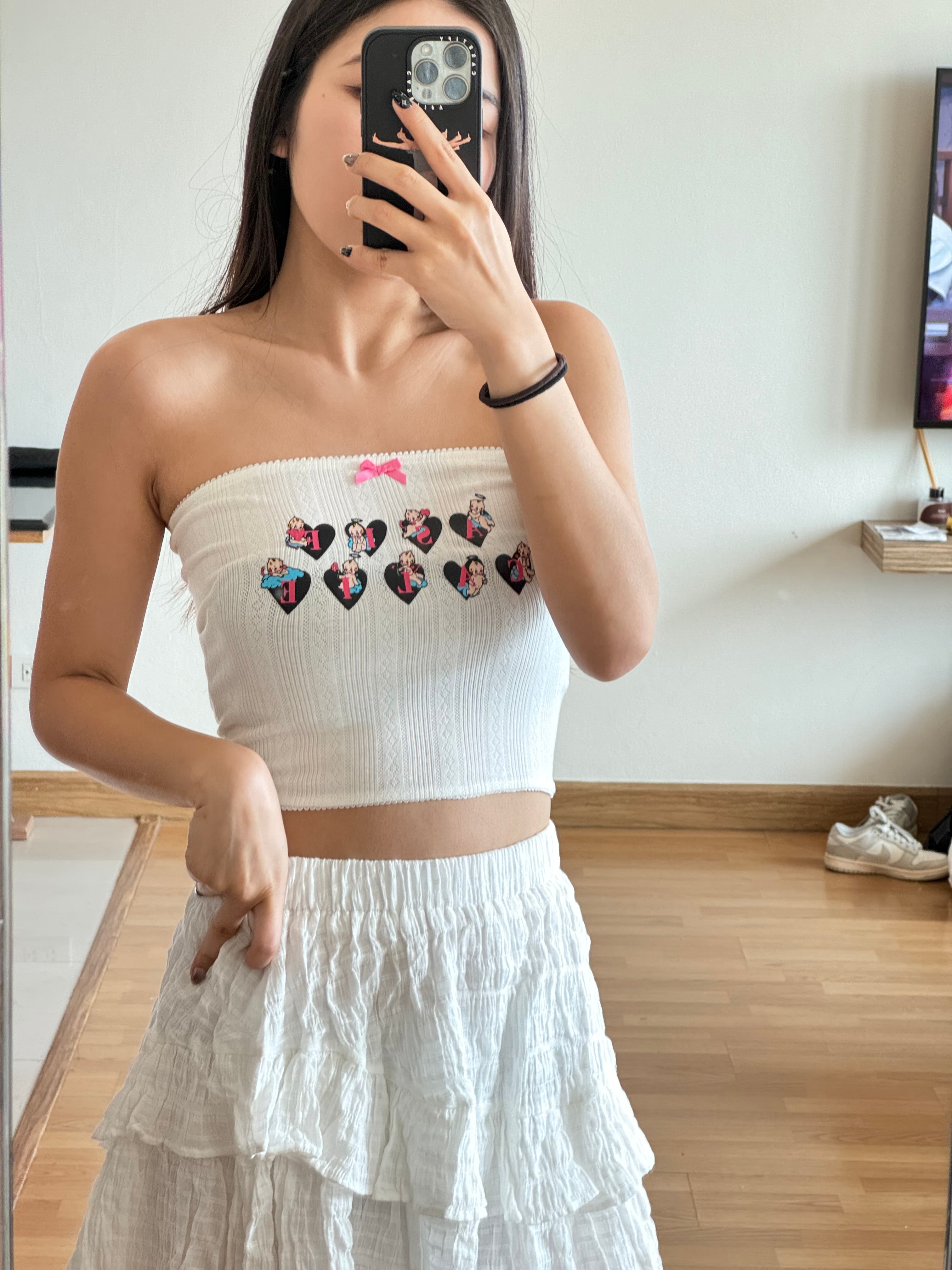 #T174 Letter Angel Crop Tube Top