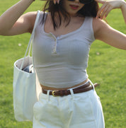 【衣櫃必備系列】Basic Solid Button Front Cami Top