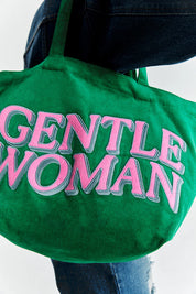 #T238 Gentlewoman Corduroy Tote Bag: Green