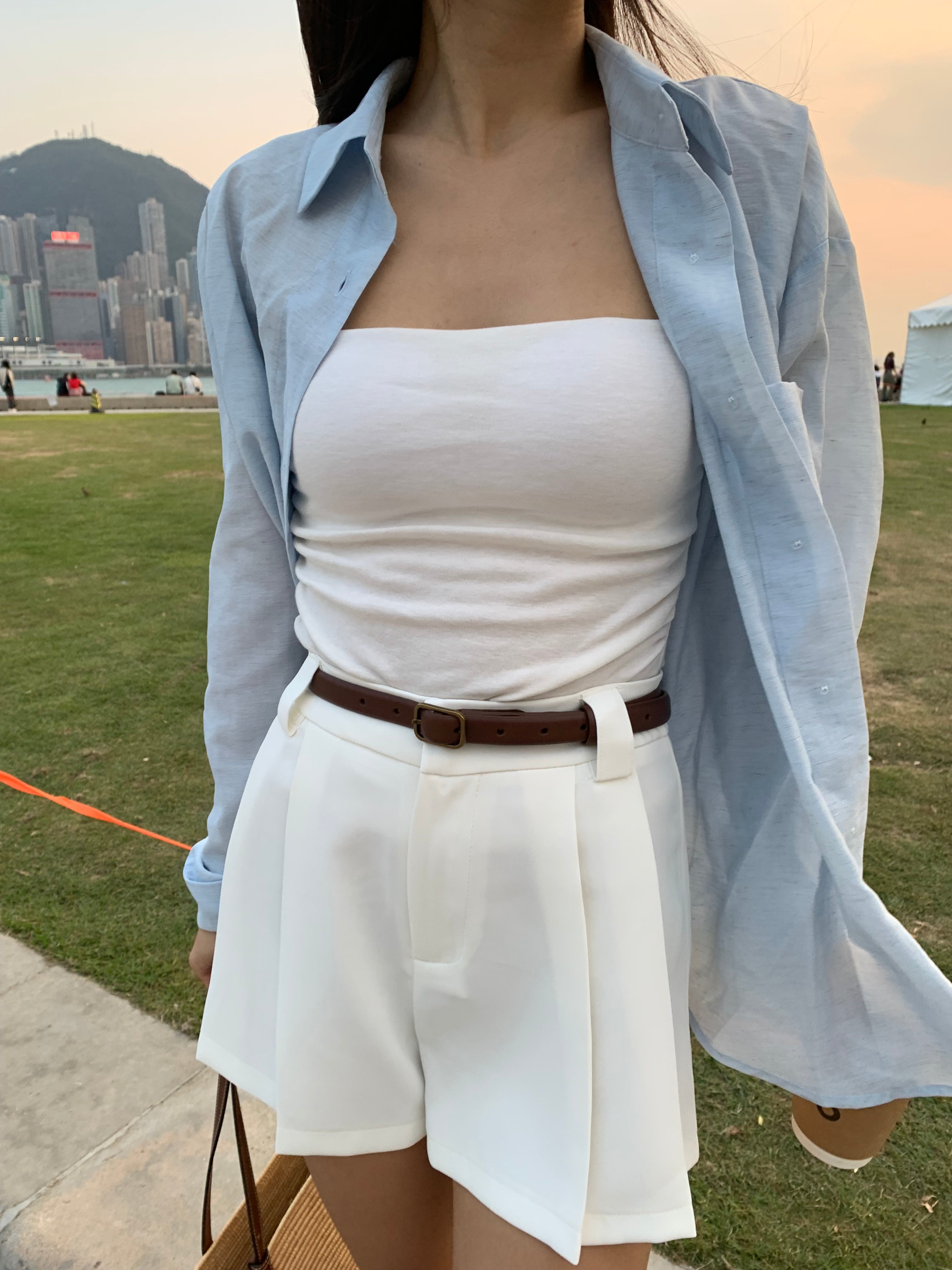 【✔️PAD｜腰側皺摺設計】Solid Ruched Side Padded Bra Top