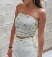 【復古田園感】Ditsy Floral Ruched Side Tube Top