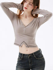 【吸睛小性感V領Top✨】Sunna V-Neck Solid Top