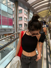 【✔️PAD｜交叉綁帶設計】Solid Cross Backless Padded Bra Top