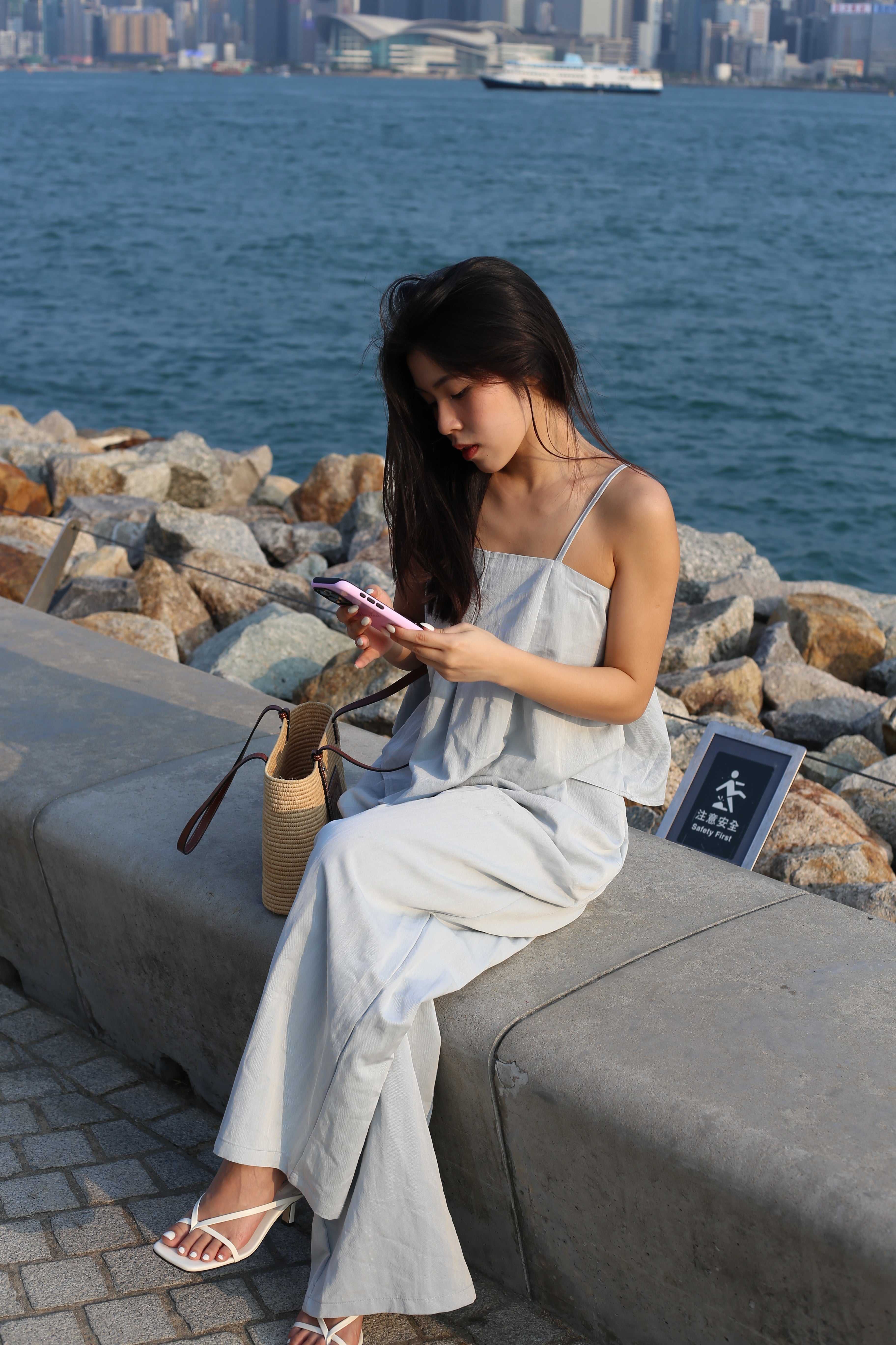 【夏日背心闊腳褲套裝🩵】Solid Cami Top With Wide Leg Pants Set