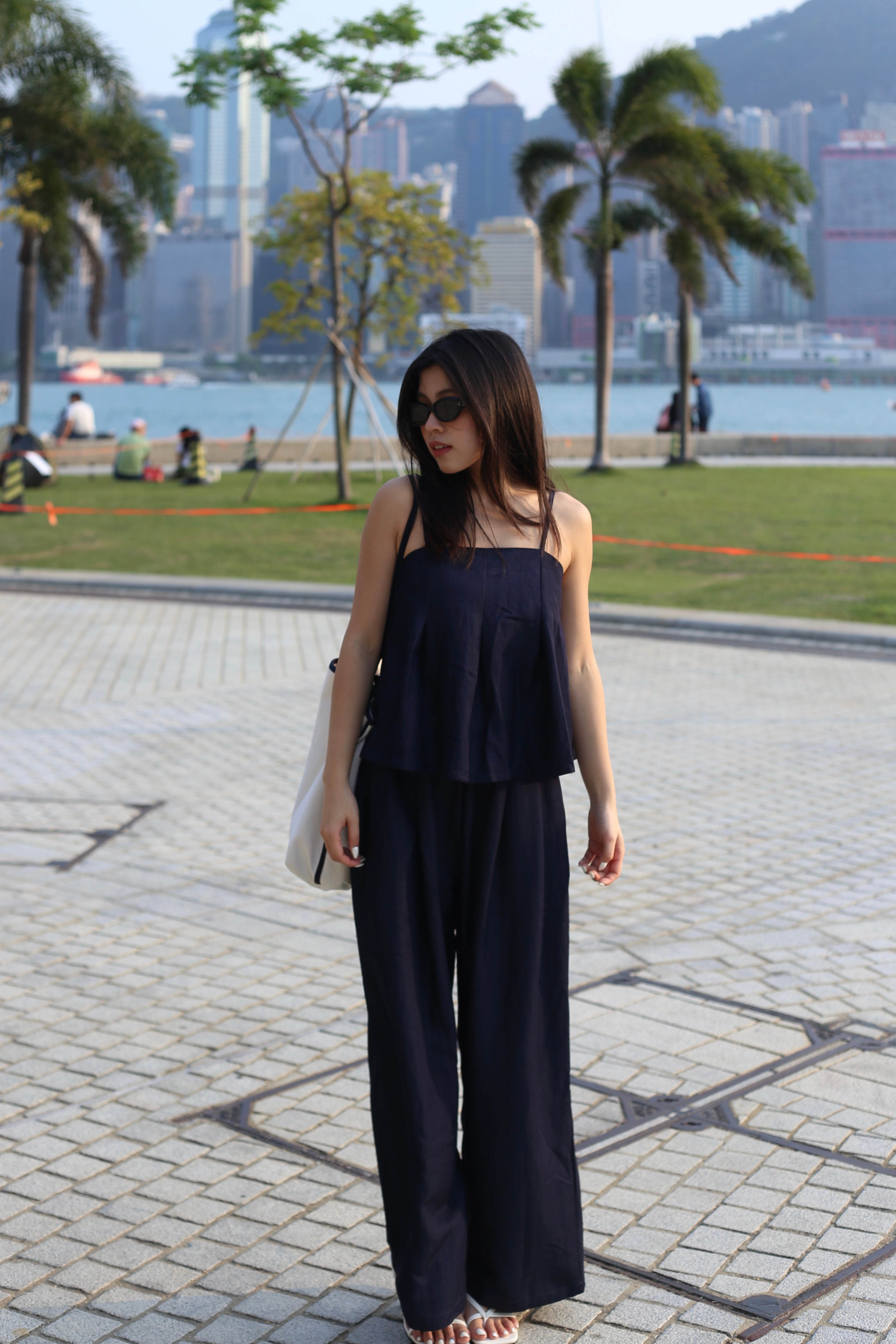 【夏日背心闊腳褲套裝🩵】Solid Cami Top With Wide Leg Pants Set