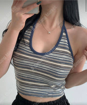 【絕美配色！】Mixed-Colour Striped Halter Top