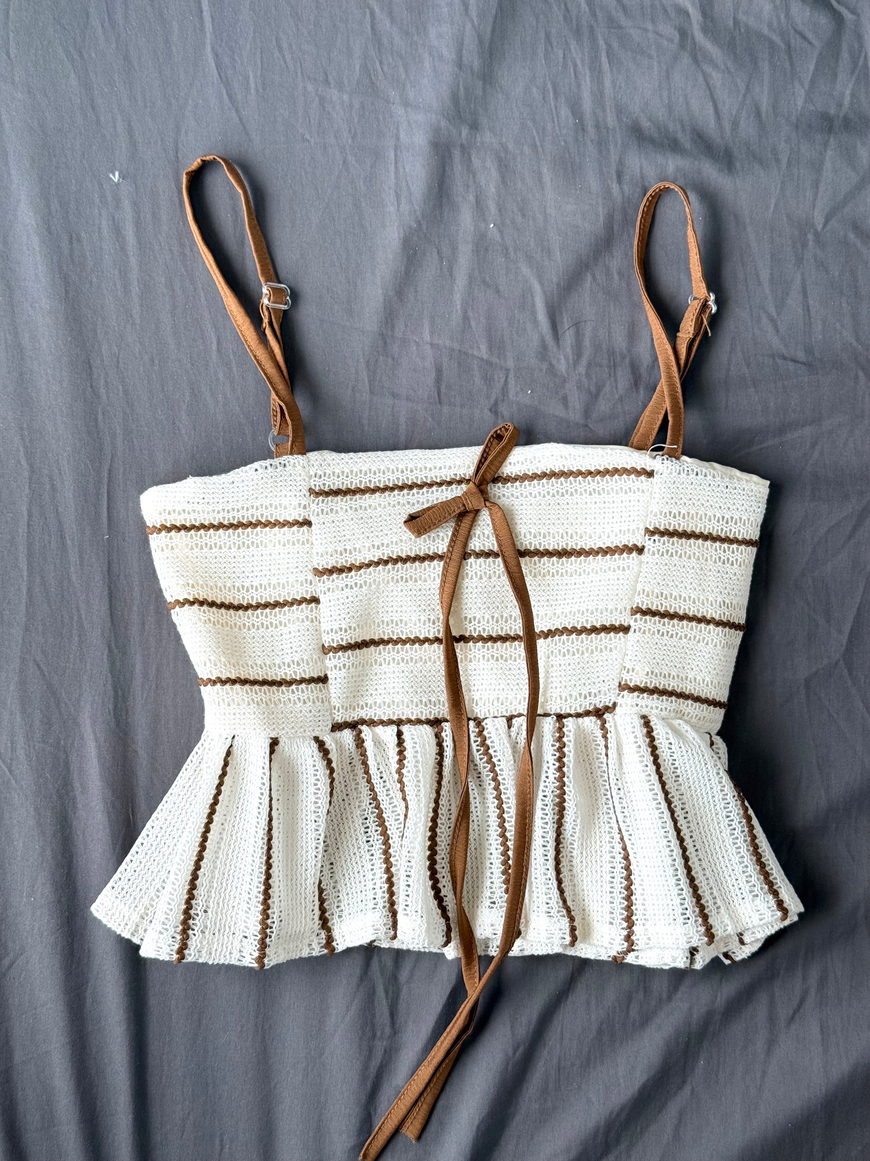 #T237【高質背心仔！】Striped Ruffle Cami Top
