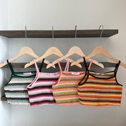 #T084 - Striped Knitted Crop Cami Top