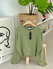 【圓領針織小外套🐰】Cashmere Basic Solid Round Neck Cardigan