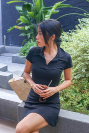 【歐美風Polo連身短裙】Basic Solid Polo Mini Dress
