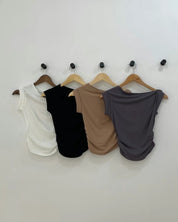 【大熱必入款式！】Basic Solid Twisted Shoulder Top