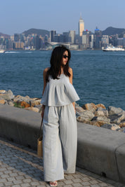 【夏日背心闊腳褲套裝🩵】Solid Cami Top With Wide Leg Pants Set