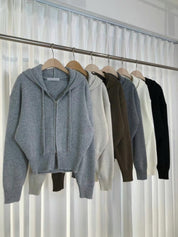 【超百搭針織外套🧺】Basic Solid 2 Way Zip Knit Hoodie