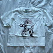 #T093 - Silvery Balloon Dog Crop Tee