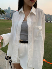 【亞麻混紡恤衫🫧】Basic Solid Linen Shirt