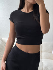 【歐美Girl必備！】Basic Solid Baby Crop Tee