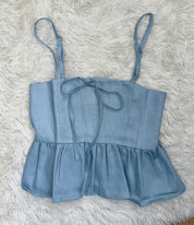 #T245【牛仔布色背心仔!!!】Blue Blue Blue Ribbon Cami Top