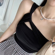 Cross Neck Solid Bra Top