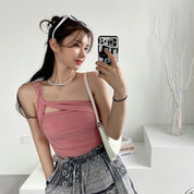 Cross Neck Solid Bra Top