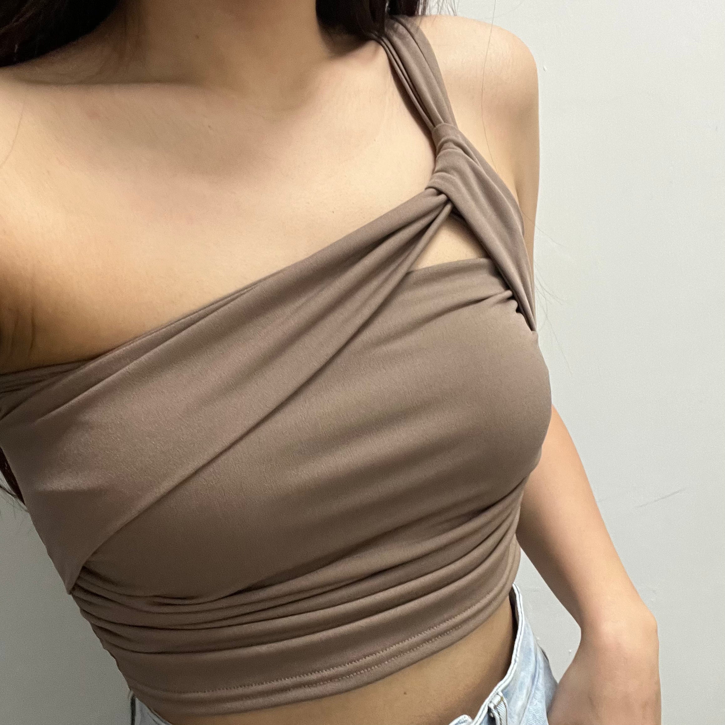 Cross Neck Solid Bra Top