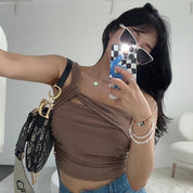 Cross Neck Solid Bra Top