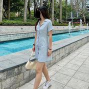 Polo Plaid Button Front Skirt Dress