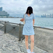 Polo Plaid Button Front Skirt Dress