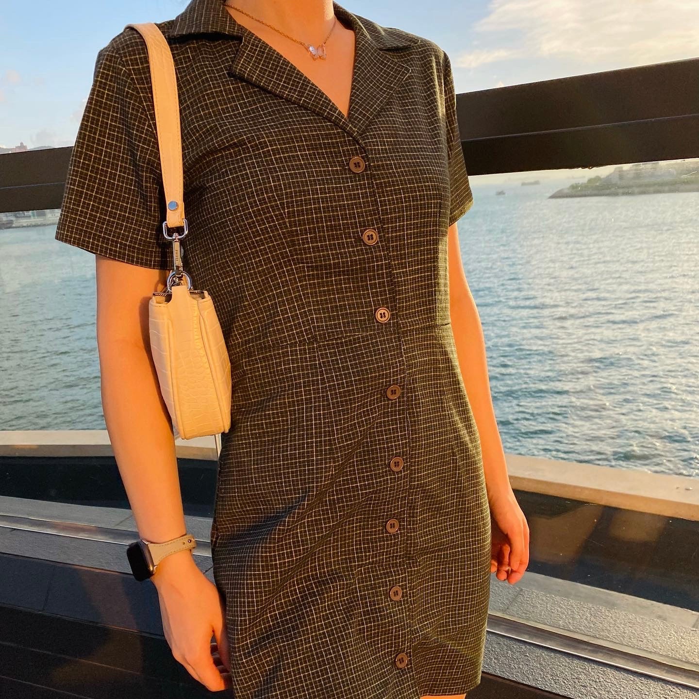 Polo Plaid Button Front Skirt Dress