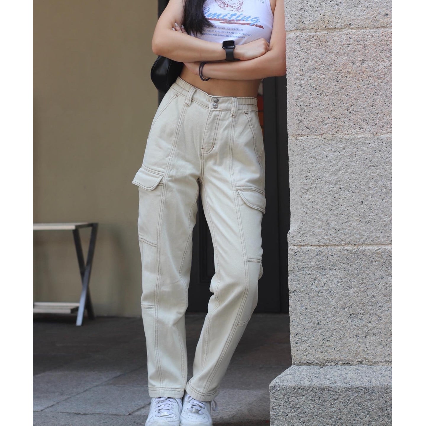 Ines High Waist Cargo Jeans