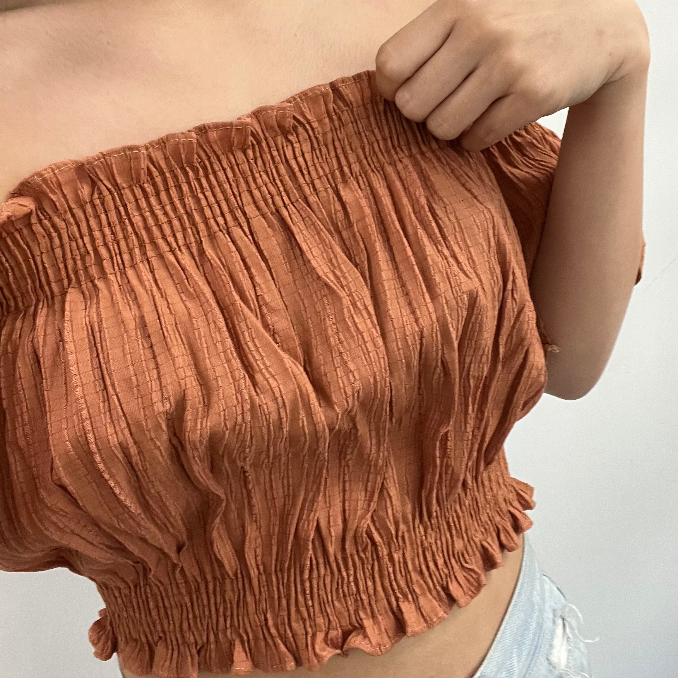 #T011 - Solid Off Shoulder Crop Top