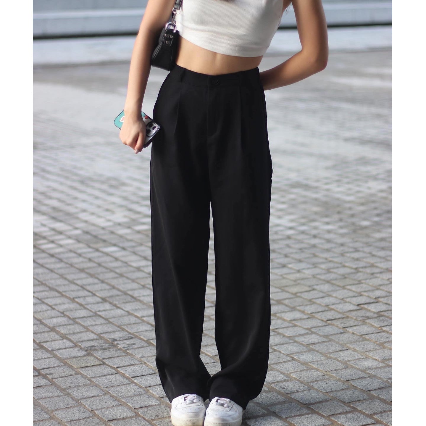 Solid High Waist Pants