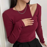 Freya Shoulder Cut Long Sleeve Crop Top