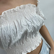 #T011 - Solid Off Shoulder Crop Top